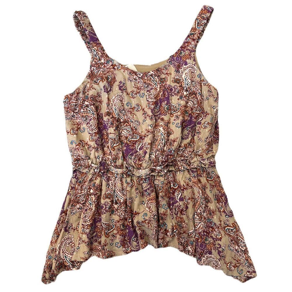 Everleigh Taupe Paisley Rayon Tank Top XS